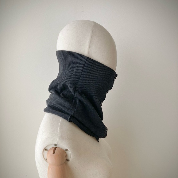 joodito 100% merino wool sweater snood gaiter long scarf winter warm dark gray - Picture 4 of 8